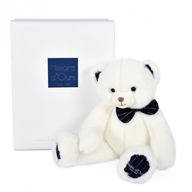 Elegant Teddy Bear with Dark Blue Bow Tie