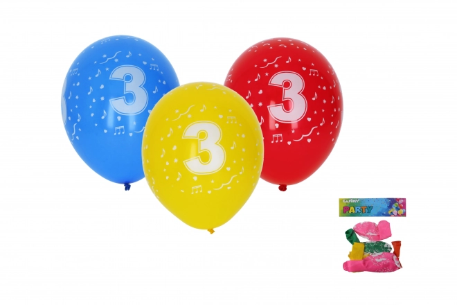 Inflatable balloons 30cm - set of 5 with number 3