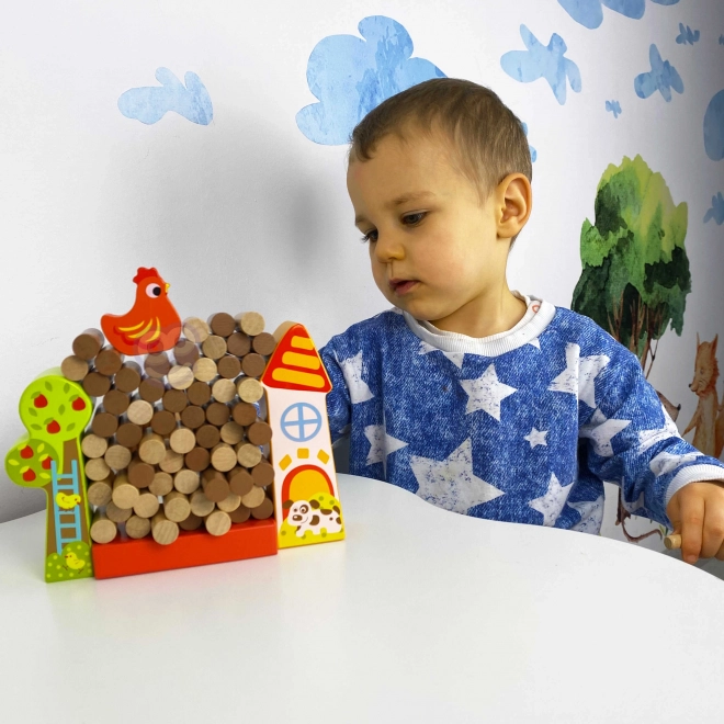 Tooky Toy Dřevěná Hra Spadni Kura Farma