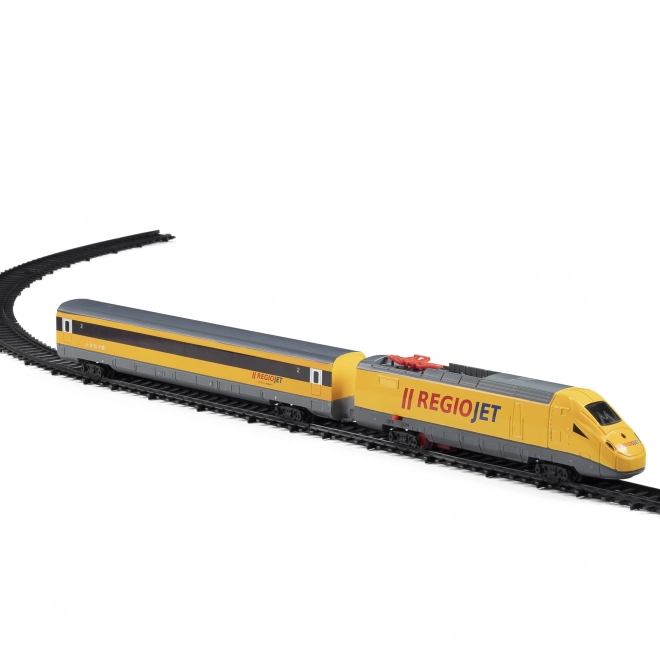 Yellow regiojet train with sound and light