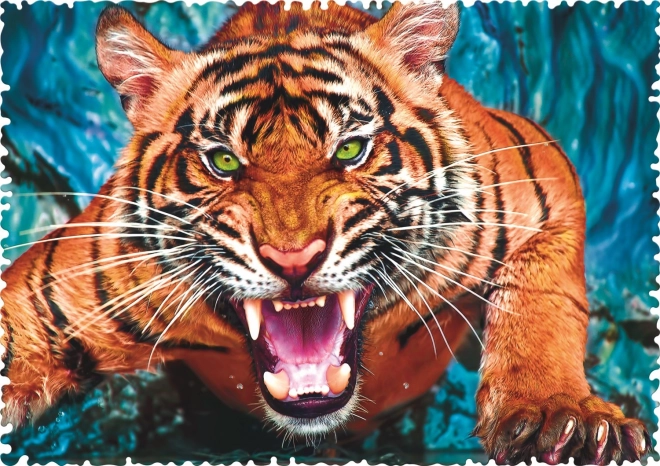 Crazy Shapes Puzzle Tiger Attack 600 Pieces