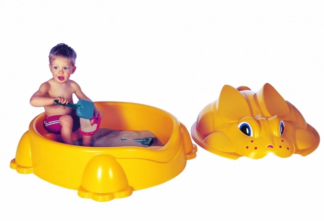 Sandkasten Hase gelb mit Deckel