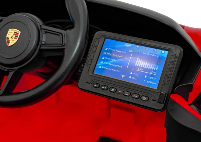 Elektrické autíčko Porsche 718 s MP4 audio panelom – Červené