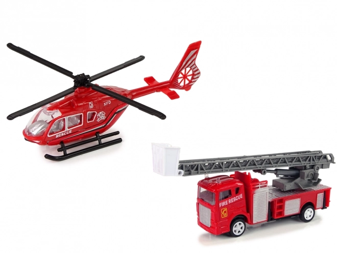 Fire Truck and Helicopter Toy Set