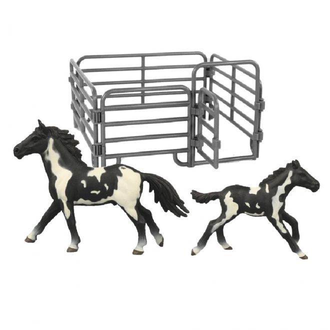 Horse and Foal Set with Enclosure