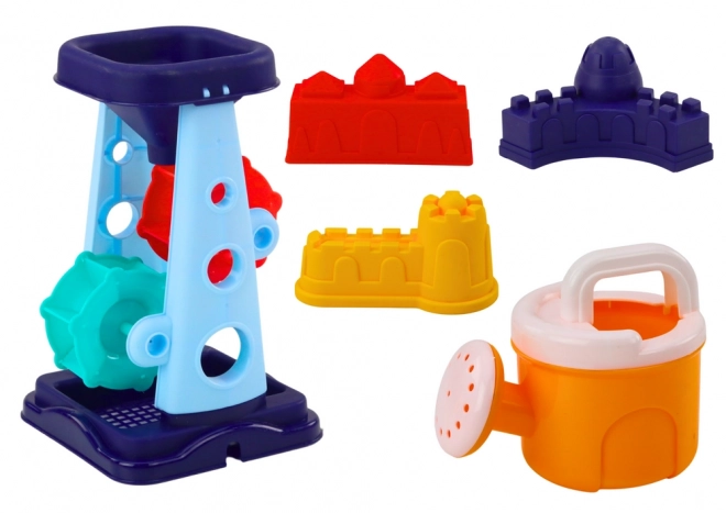 Sand Toys Set with Wheelbarrow, Mill, Shovels, Watering Can Blue