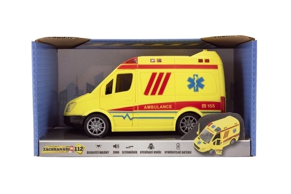 Plastic 20cm Friction-Powered Ambulance with Lights and Sounds