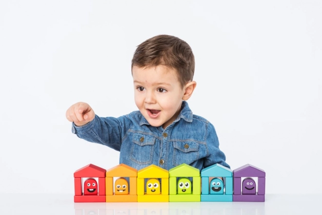 Colorful Houses Wooden Building Set