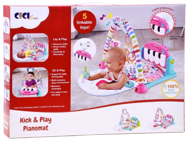 Baby Play Mat with Piano and Projector – pink