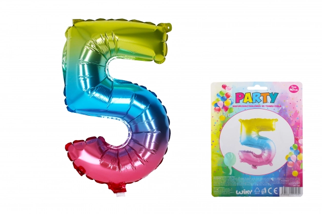 Rainbow Number 5 Birthday Party Balloon