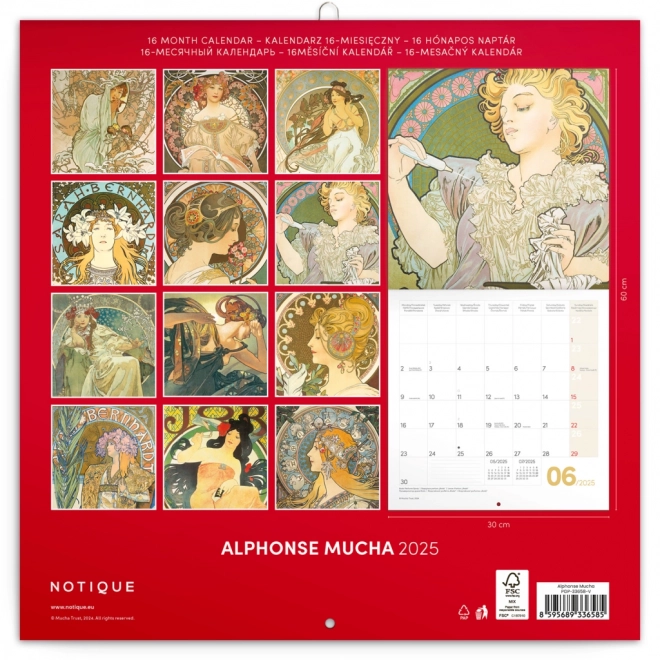 Notique Art Calendar Alfons Mucha 2025