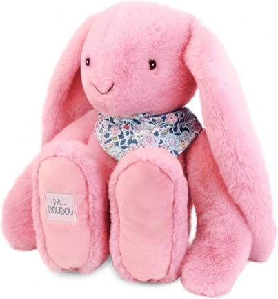 Doudou plush rabbit with pink scarf