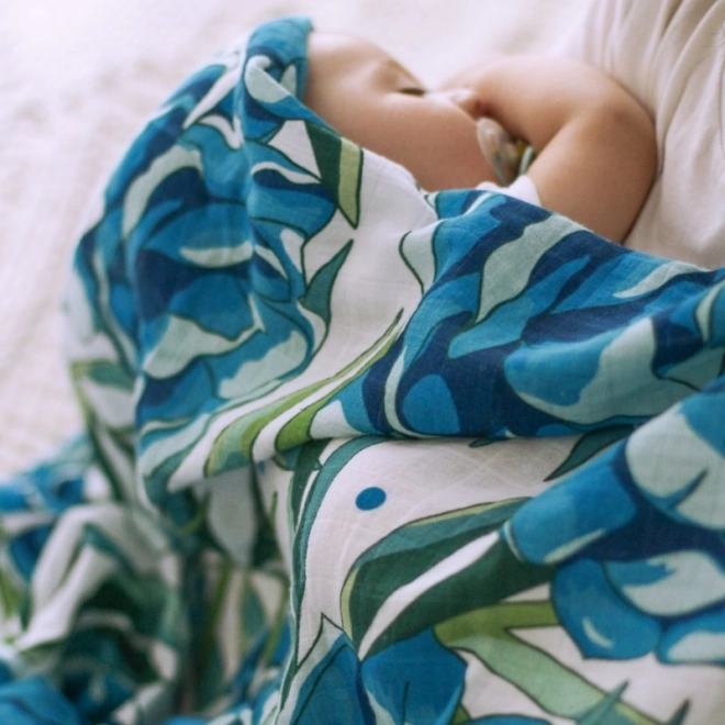 Tommy Lise Muslin Swaddle Blanket Azure Blossom