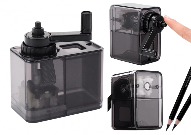 Crank Pencil Sharpener with Container Black