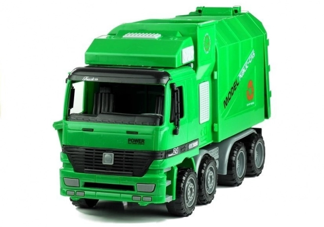 Large Green Garbage Truck with Bin