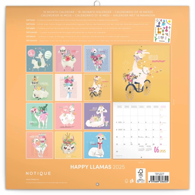 Happy Llamas 2025 Wall Calendar