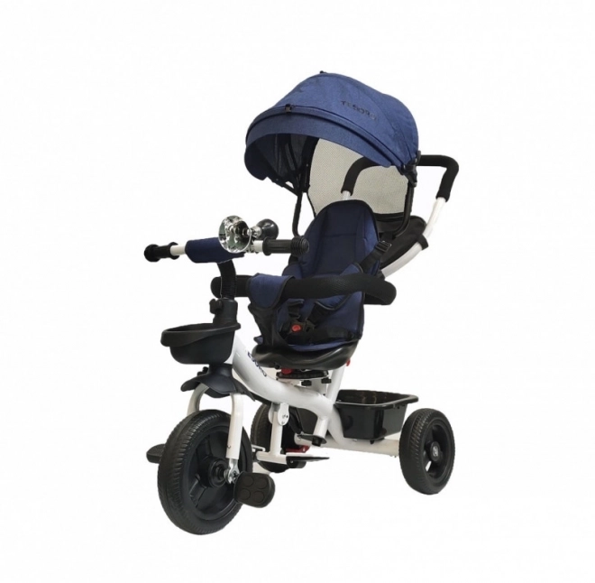 Convertible 360-Degree Tricycle with White Frame - Navy Blue