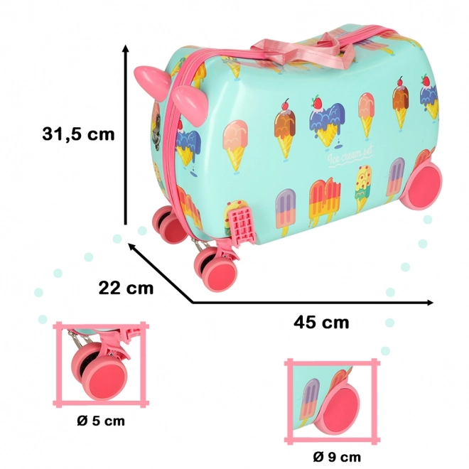 Kids Rolling Luggage with Ice Cream Design