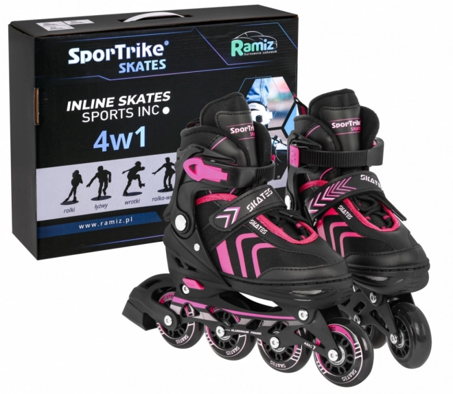 4-in-1 Kids Skates Rollers Ice Skates Pink Size 29-33