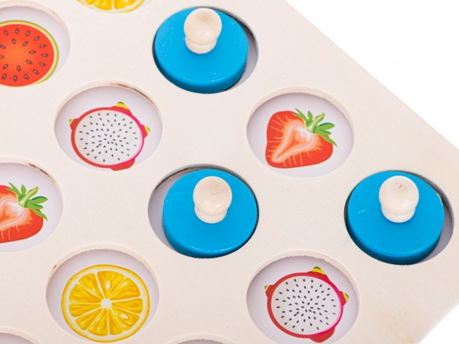 Wooden Memory Board Game with Fruits and Shapes