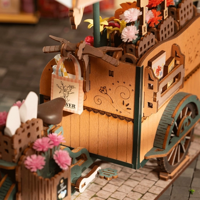 3d wooden puzzle flower cart