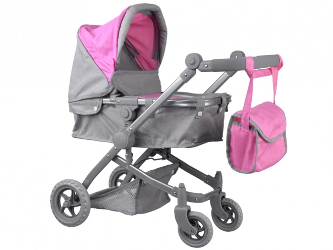 4-in-1 Doll Stroller with Bassinet – pink