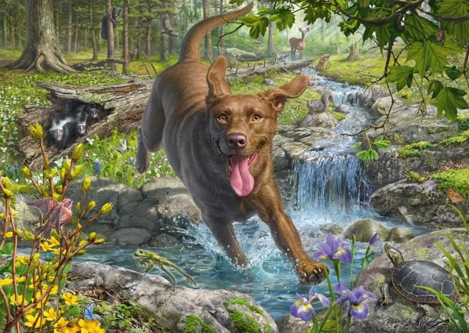 Puzzle di Golden Retriever nella natura primaverile 1000 pezzi