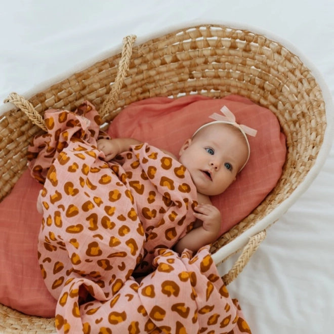 Coral Leopard Baby Muslin Blanket Set