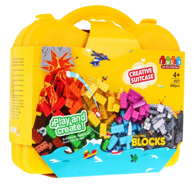 Colorful Building Block Set 600 Pieces for Kids 4+ with Carrying Case