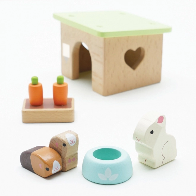 Wooden Bunny and Guinea Pig Playset