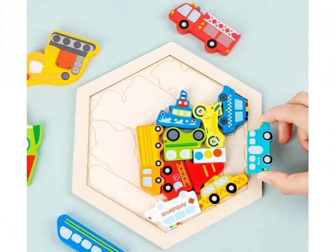 Wooden Puzzle Vehicles Set