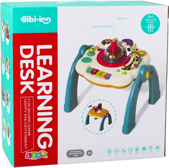 Interactive Educational Table 2-in-1 with Block Board Blue
