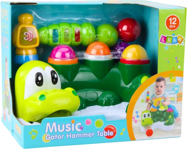 Interactive crocodile with hammer and slide
