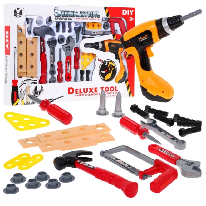 Children's Builder Set with Tools and Interactive Drill