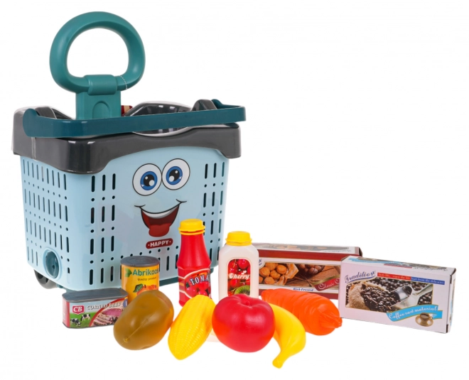 Blue Shopping Cart with Accessories for Kids