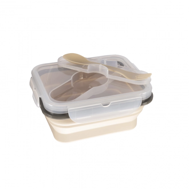 Silicone Snack Box with Cutlery Small Sand Beige