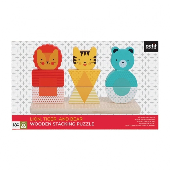 Wooden Puzzle Set with Lion, Tiger and Bear