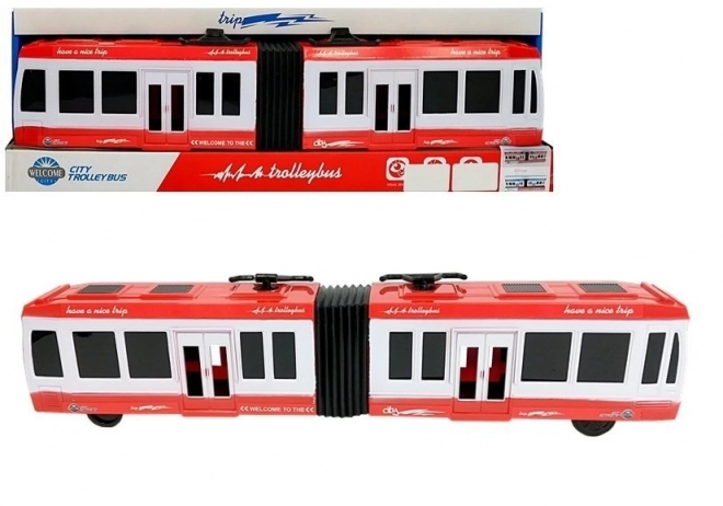 Red Articulated Bus with Friction Drive