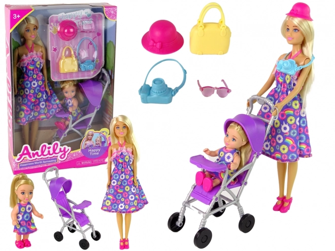 Doll Set with Stroller and Accessories