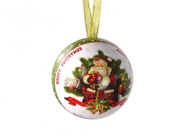 Christmas Metal Ornament Santa by the Tree