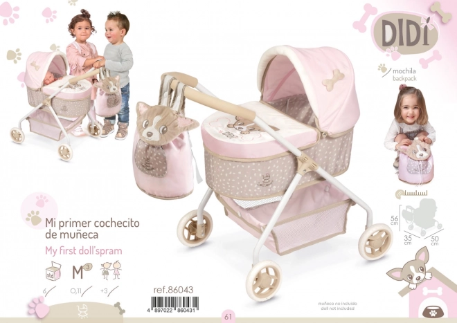 My First Doll Stroller with Backpack by DIDI