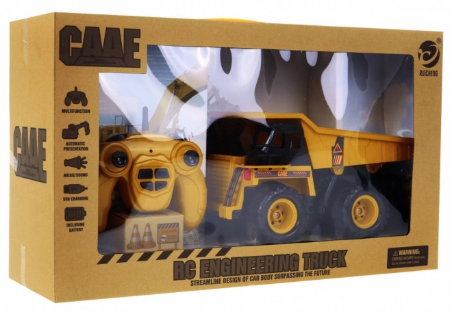 Remote Controlled Dump Truck Toy for Kids 3+ with Sound and Accessories