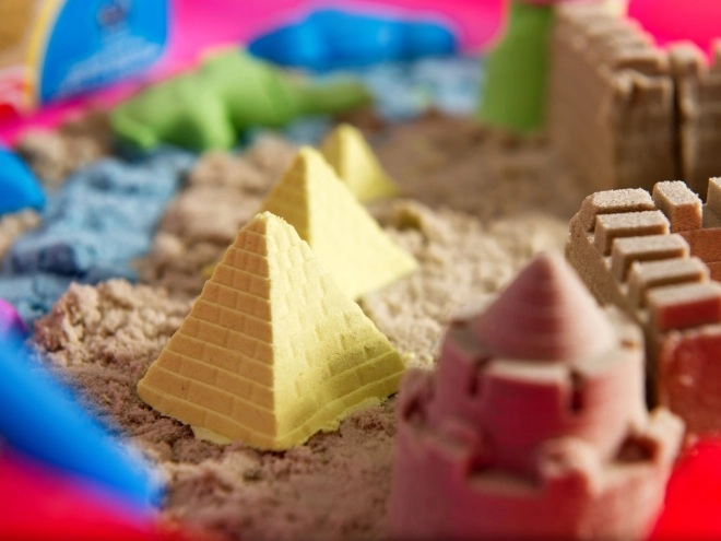 Pink Kinetic Sand Set with Molds and Sandbox