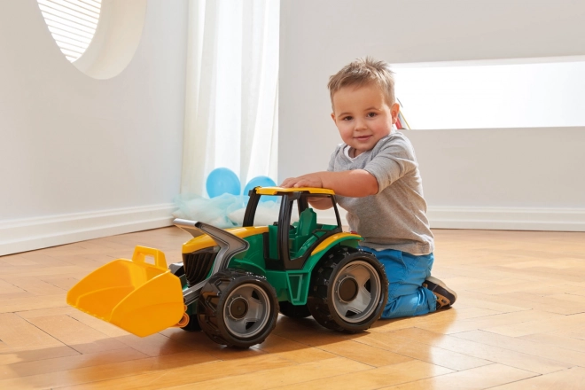 Green And Yellow Tractor With Loader And Backhoe