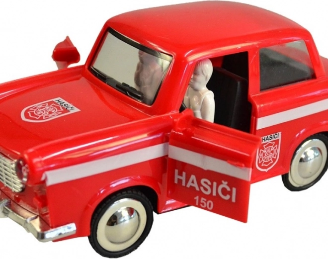 Retro brandweerauto met vliegwielaandrijving