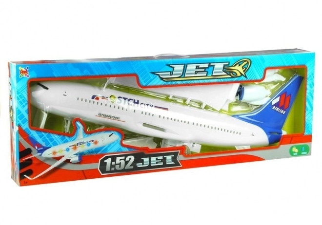 Large passenger airplane with lights and sounds