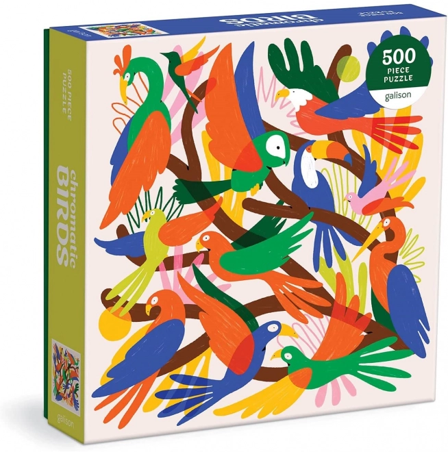 Galison square puzzle colorful birds 500 pieces