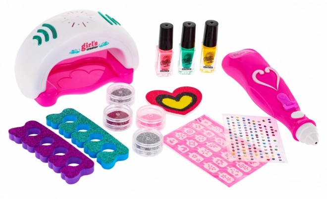 Nail Art Kit for Girls 5+ with Dryer and Glitter Machine