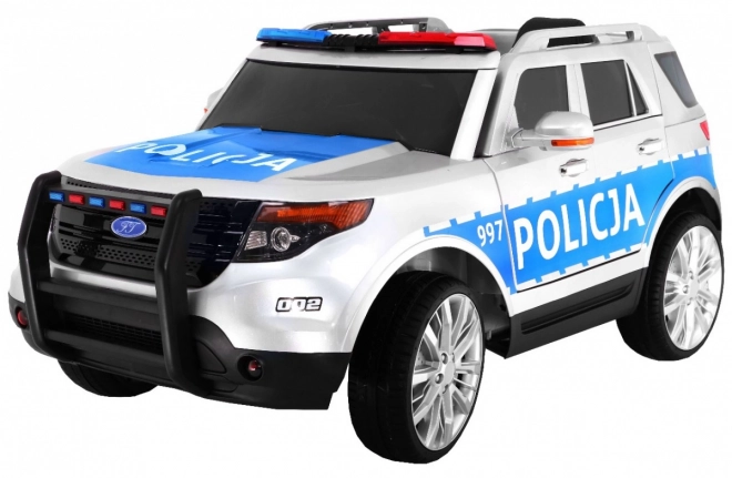 Children's Police SUV Car with Battery + Sirens + Lights + Megaphone + Remote Control + Slow Start + EVA + Stickers