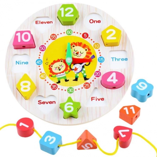 Educational Wooden Clock with Shape Sorter